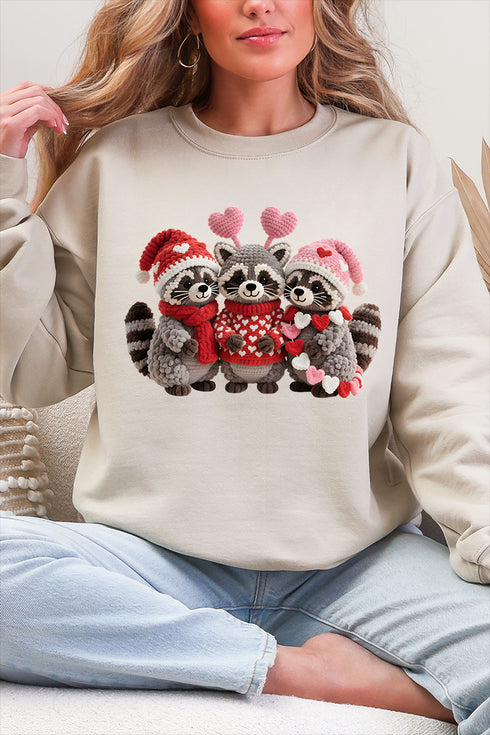 Faux Yarn Raccoon Romance Heavy Blend Crew Sweatshirt