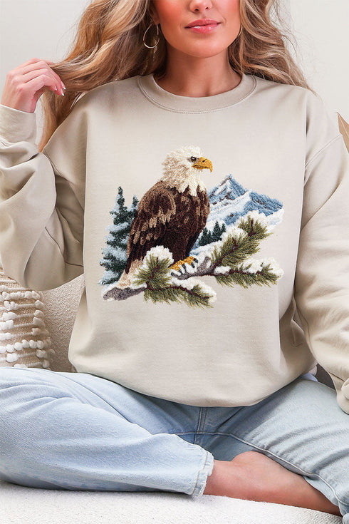 Faux Yarn Winter Eagle Heavy Blend Crew Sweatshirt