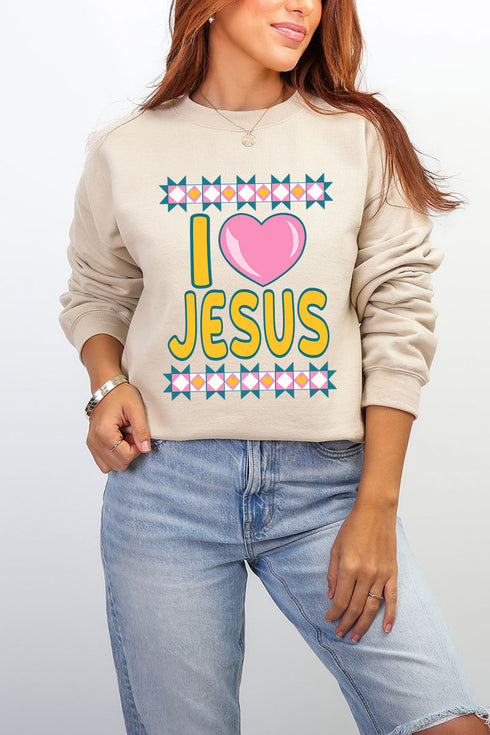 Folk Faith: I Love Jesus Heavy Blend Crew Sweatshirt