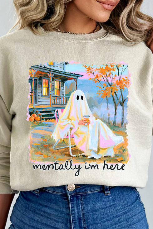 Ghost Mentally I'm Here Heavy Blend Crew Sweatshirt