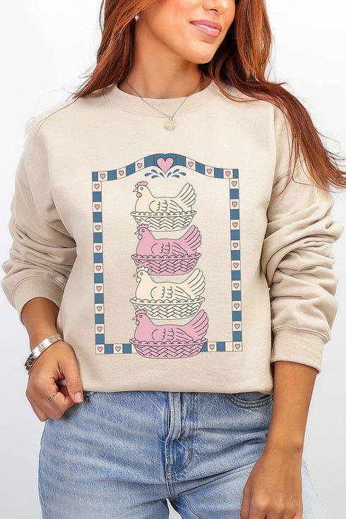 Hen Stack Hearts Heavy Blend Crew Sweatshirt