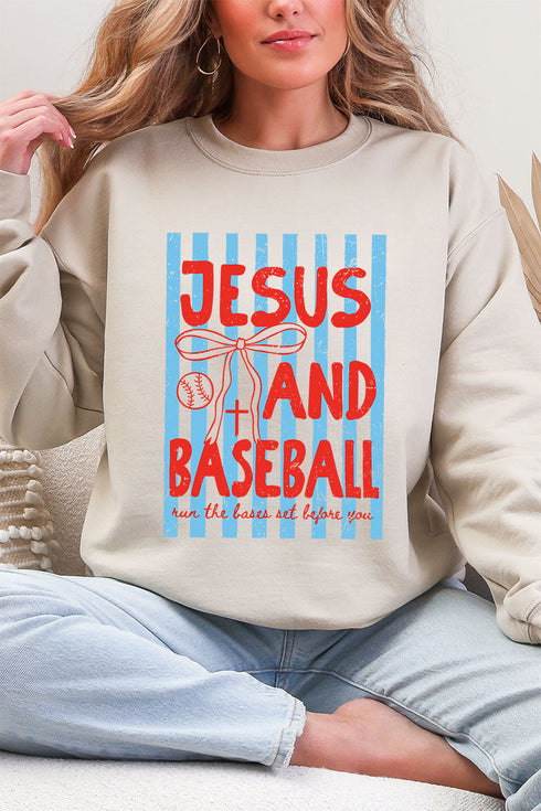 Jesus And Baseball Heavy Blend Crew Sweatshirt