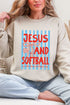 Jesus And Softball Heavy Blend Crew Sweatshirt