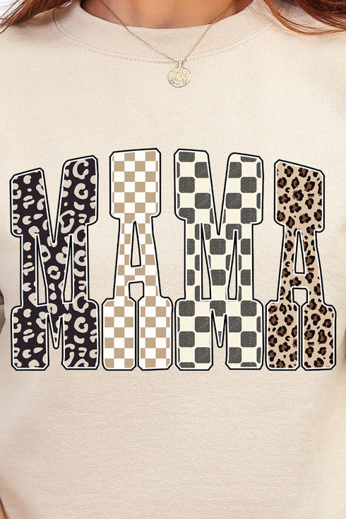 Leopard Checkered Mama Heavy Blend Crew Sweatshirt