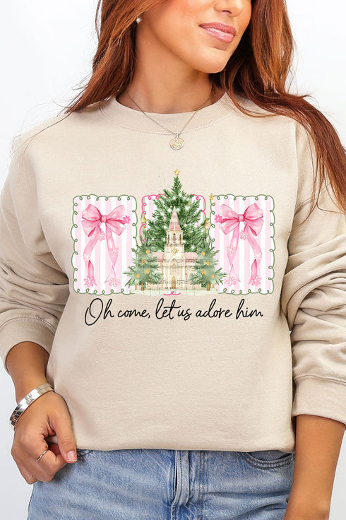 Notes Oh Come Let Us Adore Him Heavy Blend Crew Sweatshirt