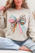 Pastel Leopard Bow Heavy Blend Crew Sweatshirt