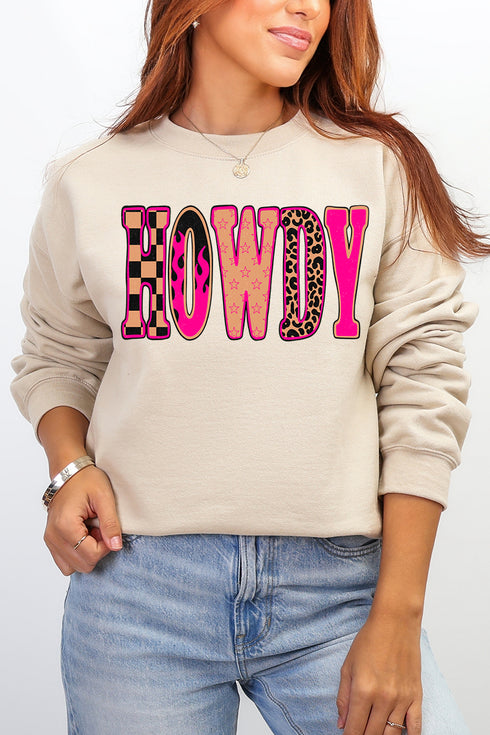 Pink Heat Howdy Heavy Blend Crew Sweatshirt