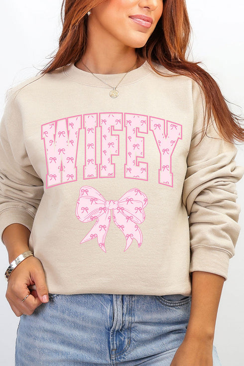 Pink Wifey Coquette Heavy Blend Crew Sweatshirt
