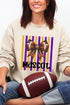 Personalized Purple & Yellow Gold Varsity Bow Heavy Blend Crew Sweatshirt *Enter Mascot Name