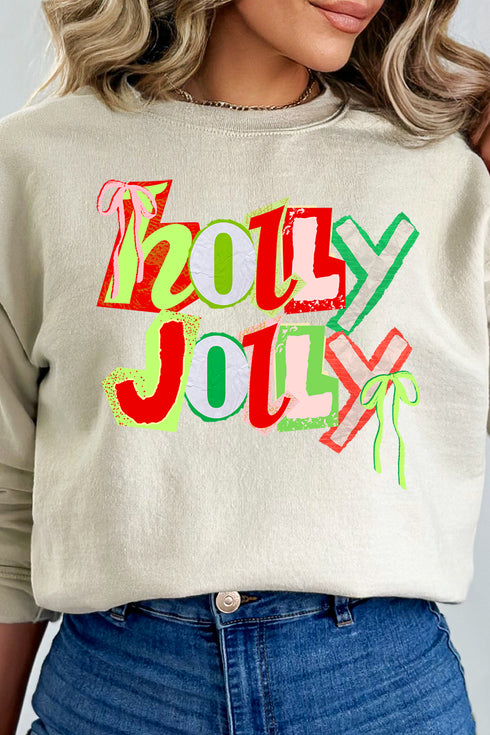 Retro Holly Jolly Ecosmart Crewneck Sweatshirt