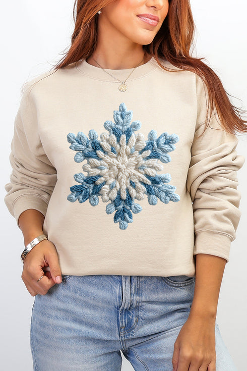 Faux Yarn Snow Day Snowflake Heavy Blend Crew Sweatshirt