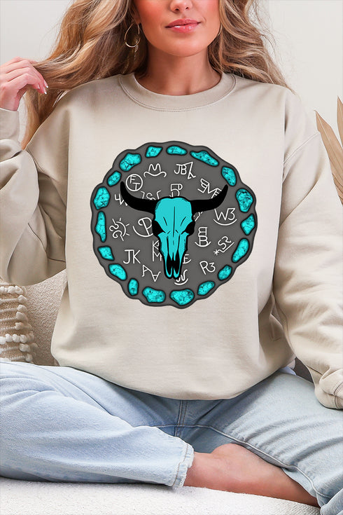 Turquoise Stone Steer Heavy Blend Crew Sweatshirt