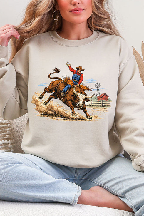 Vintage Rodeo Cowboy Ecosmart Crewneck Sweatshirt