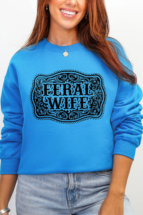 Belt Buckle Feral Wife Heavy Blend Crew Sweatshirt