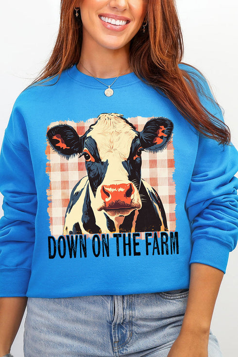 Down On The Farm Cow Heavy Blend Crew Sweatshirt