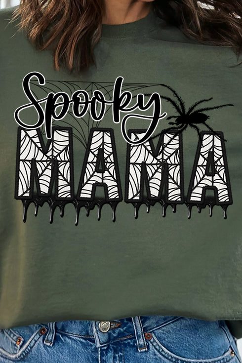Spooky Mama Faux Embroidery Transfer Heavy-weight Crew Sweatshirt