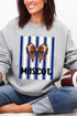 Personalized Blue & White Varsity Bow Heavy Blend Crew Sweatshirt *Enter Mascot Name