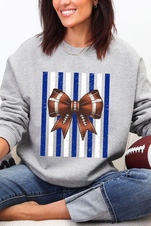 Blue & White Varsity Bow Heavy Blend Crew Sweatshirt