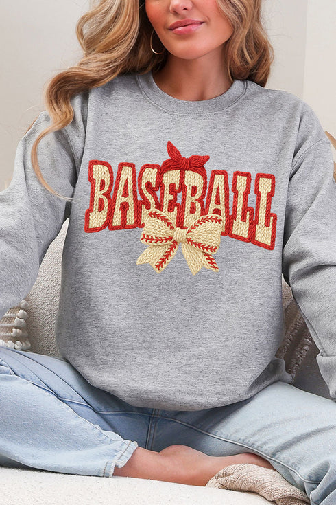 Faux Yarn Baseball Coquette Heavy Blend Crew Sweatshirt