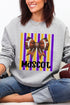 Personalized Purple & Yellow Gold Varsity Bow Heavy Blend Crew Sweatshirt *Enter Mascot Name