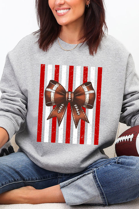 Red & White Varsity Bow Heavy Blend Crew Sweatshirt