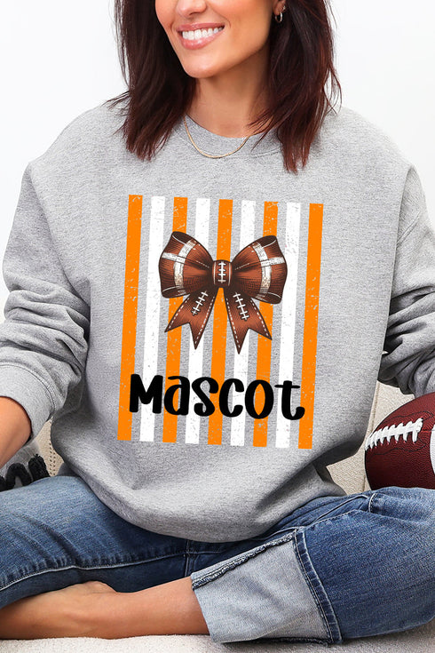 Personalized Fiery Orange & White Varsity Bow Heavy Blend Crew Sweatshirt *Enter Mascot Name