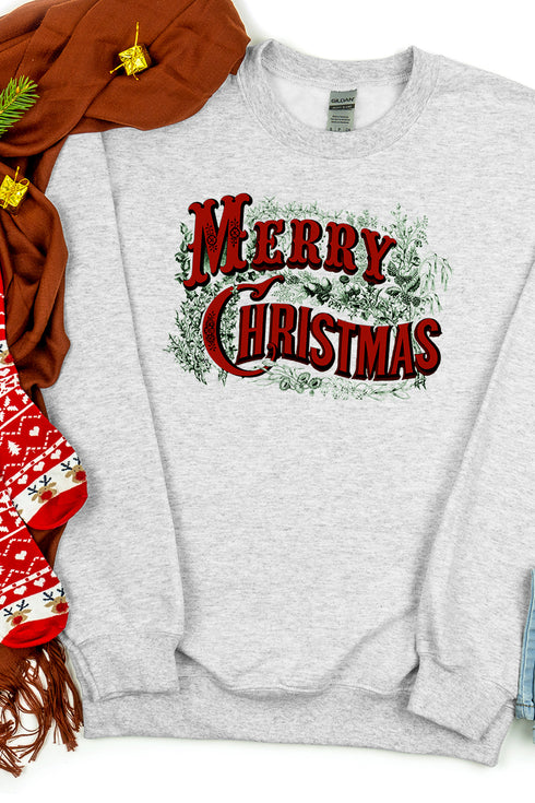 Vintage Merry Christmas Heavy-weight Crew Sweatshirt