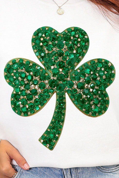 Faux Rhinestone Clover Heavy Blend Crew Sweatshirt