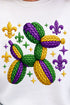 Faux Yarn Mardi Gras Balloon Dog Heavy Blend Crew Sweatshirt
