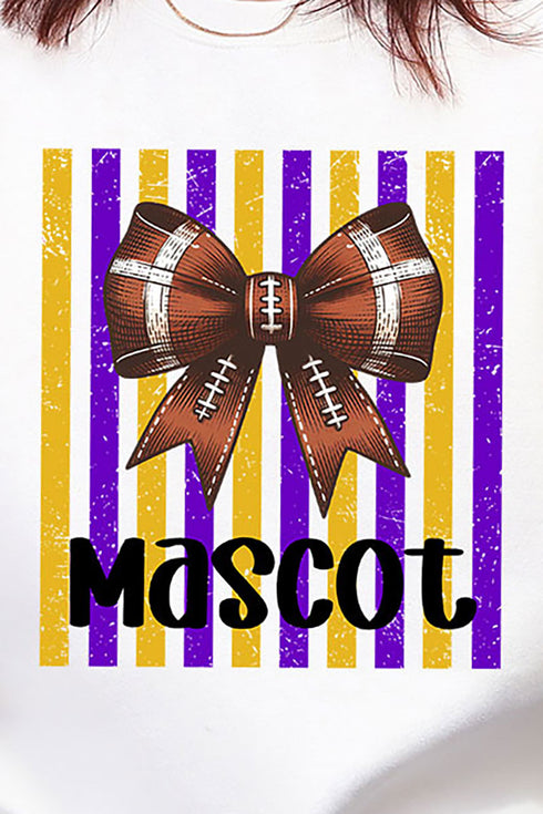 Personalized Purple & Yellow Gold Varsity Bow Heavy Blend Crew Sweatshirt *Enter Mascot Name