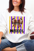 Personalized Purple & Yellow Gold Varsity Bow Heavy Blend Crew Sweatshirt *Enter Mascot Name