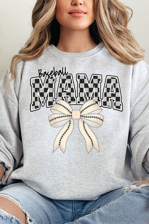 Baseball Checkered Mama Heavy-weight Crew Sweatshirt