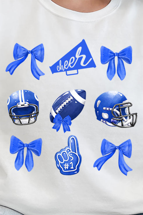 Blue Blitz And Bows Heavy-weight Crew Sweatshirt