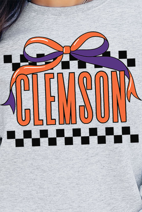 Bow Clemson Check Heavy-weight Crew Sweatshirt