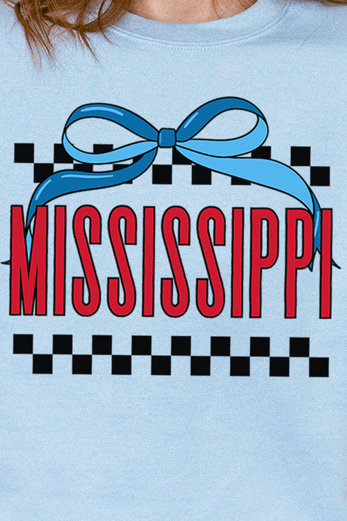 Bow Mississippi Check Heavy-weight Crew Sweatshirt