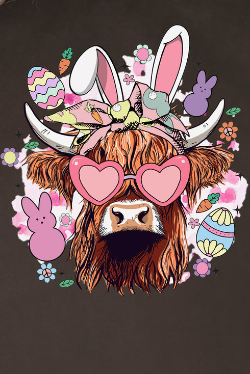 Bunny Hoppin' Highland Cow Heavy-weight Crew Sweatshirt