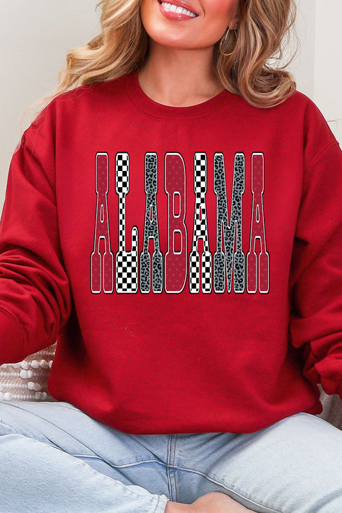 Checkered & Cheetah Alabama Heavy-weight Crew Sweatshirt