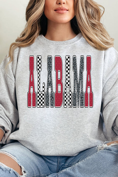 Checkered & Cheetah Alabama Heavy-weight Crew Sweatshirt