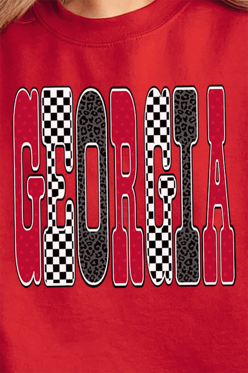 Checkered & Cheetah Georgia Heavy-weight Crew Sweatshirt