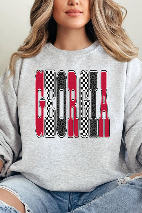 Checkered & Cheetah Georgia Heavy-weight Crew Sweatshirt
