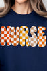 Checkered Autumn Nurse Heavy-weight Crew Sweatshirt