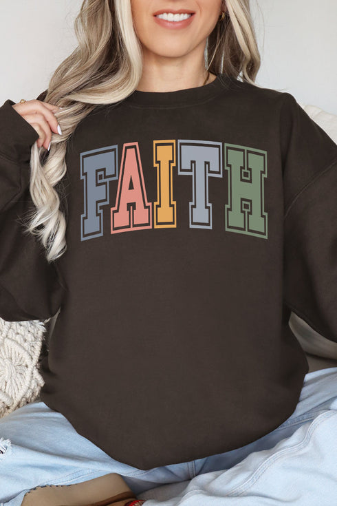 Colorful Arched Faith Heavy-weight Crew Sweatshirt
