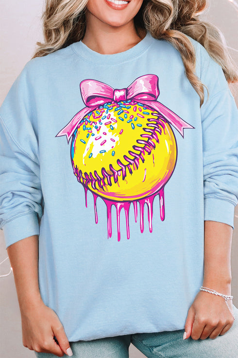 Coquette Drippy Softball Heavy-weight Crew Sweatshirt