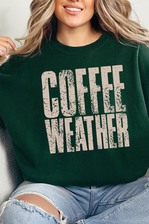 Distressed Coffee Weather Heavy-weight Crew Sweatshirt