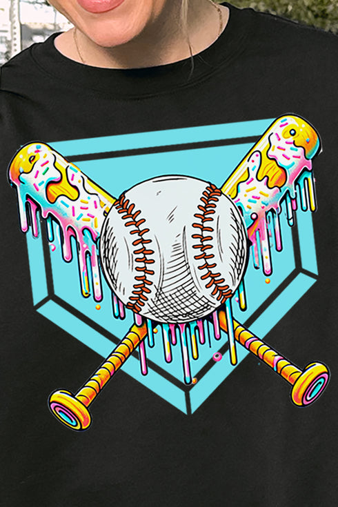 Drippy Baseball Home Plate Heavy-weight Crew Sweatshirt