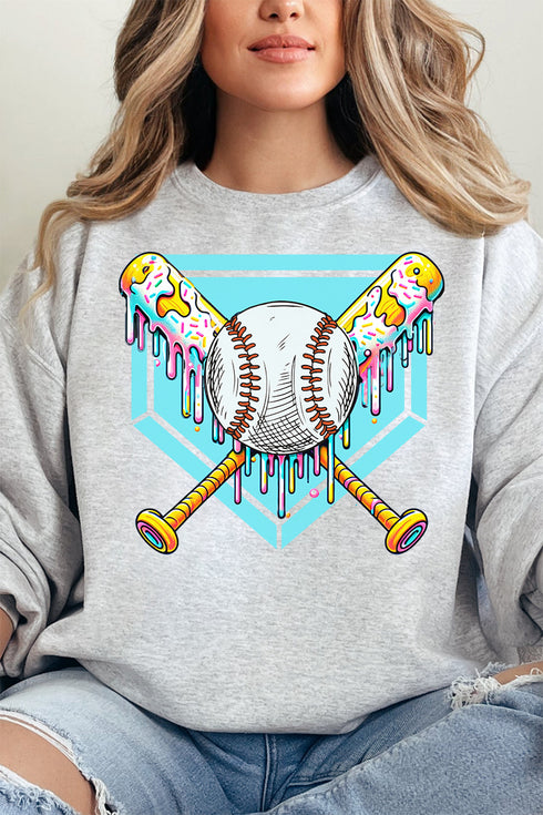 Drippy Baseball Home Plate Heavy-weight Crew Sweatshirt