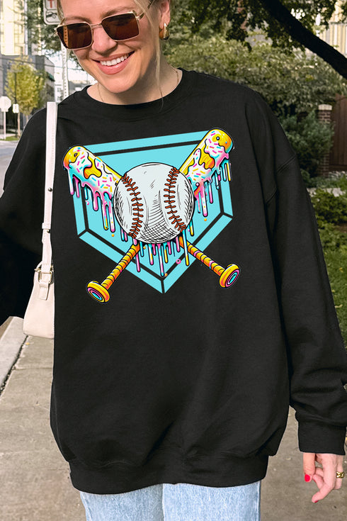 Drippy Baseball Home Plate Heavy-weight Crew Sweatshirt