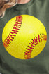 Faux Glitter Softball Heavy-weight Crew Sweatshirt