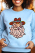 Faux Sequin Cowboy Santa Transfer Heavy-weight Crew Sweatshirt