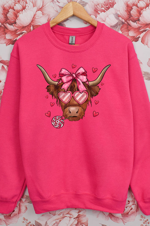 Full Of Love Highland Cow Heavy-weight Crew Sweatshirt